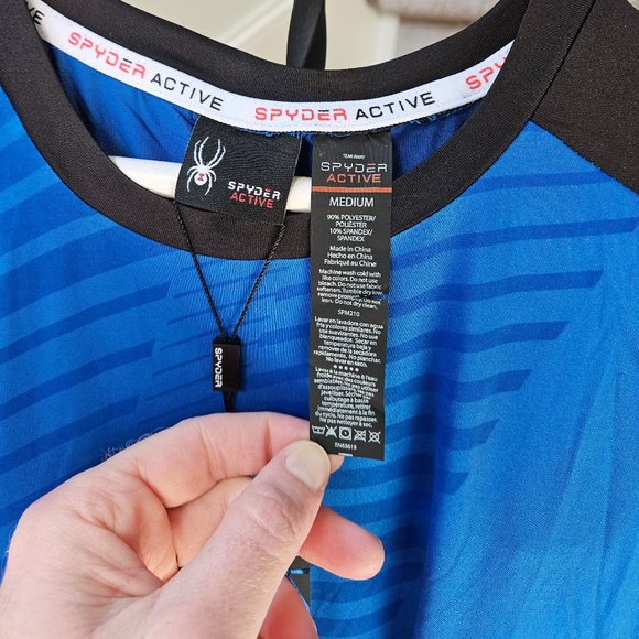 NWT Spyder Men's Printed Side Zip Pocket Performance Tee, Blue, Sz Medium - Picture 4 of 11